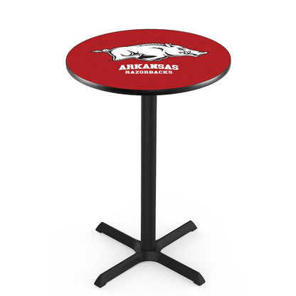 L211 University of Arkansas 36" Tall - 36" Top Pub Table with Black Wrinkle Finish