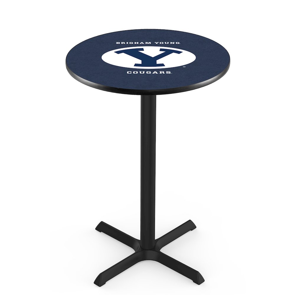 L211 Brigham Young University 36" Tall - 36" Top Pub Table with Black Wrinkle Finish