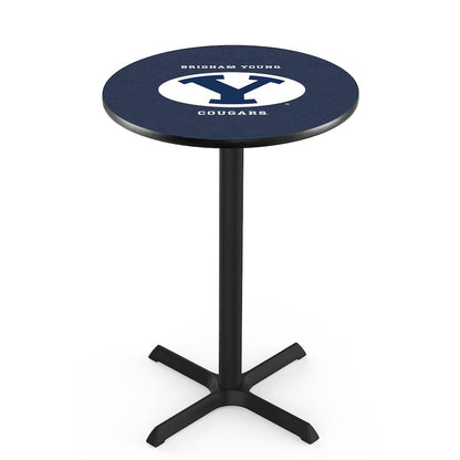 L211 Brigham Young University 36" Tall - 36" Top Pub Table with Black Wrinkle Finish