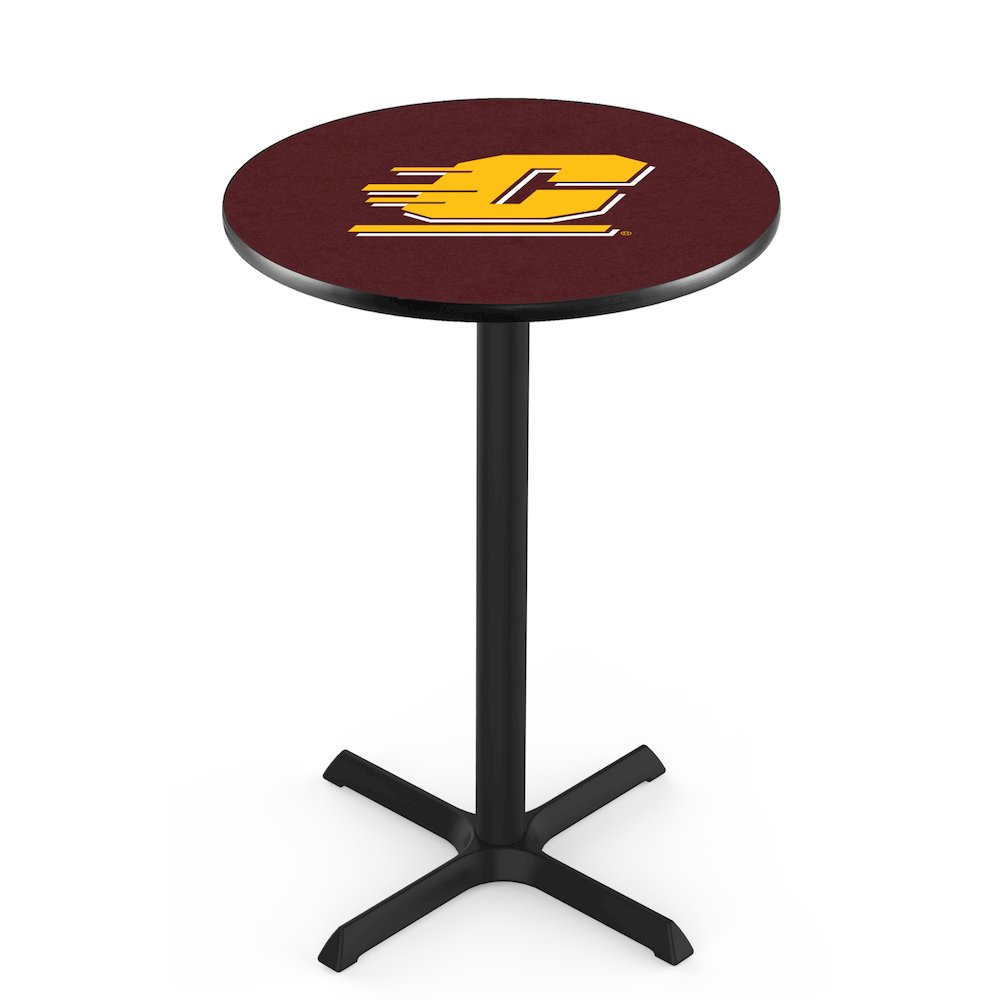 L211 Central Michigan University 36" Tall - 36" Top Pub Table with Black Wrinkle Finish