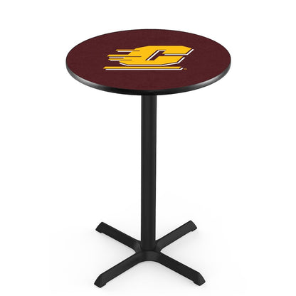 L211 Central Michigan University 36" Tall - 36" Top Pub Table with Black Wrinkle Finish