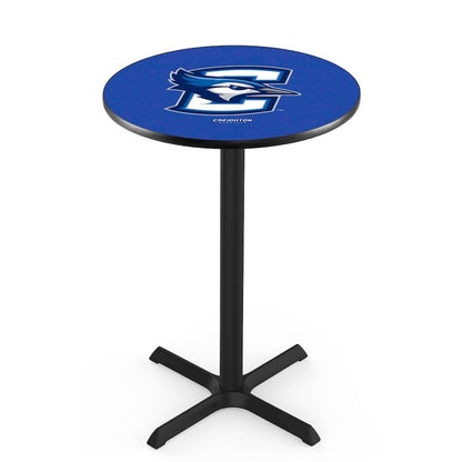 L211 Creighton University 36" Tall - 36" Top Pub Table with Black Wrinkle Finish