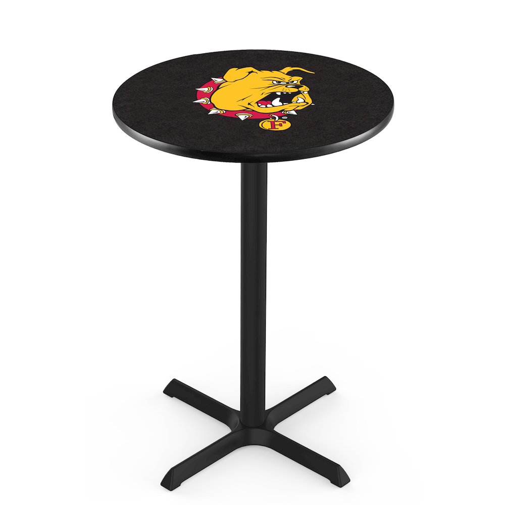 L211 Ferris State University 36" Tall - 36" Top Pub Table with Black Wrinkle Finish