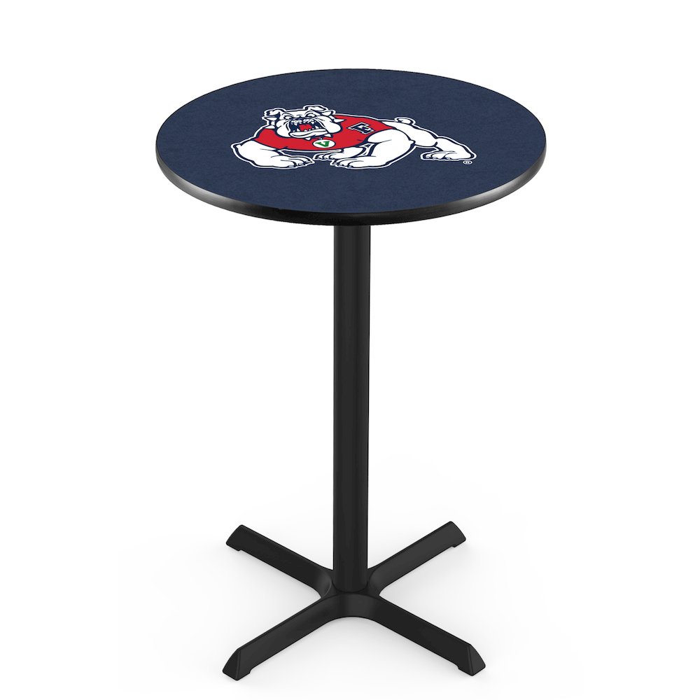 L211 Fresno State University 36" Tall - 36" Top Pub Table with Black Wrinkle Finish