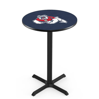 L211 Fresno State University 36" Tall - 36" Top Pub Table with Black Wrinkle Finish
