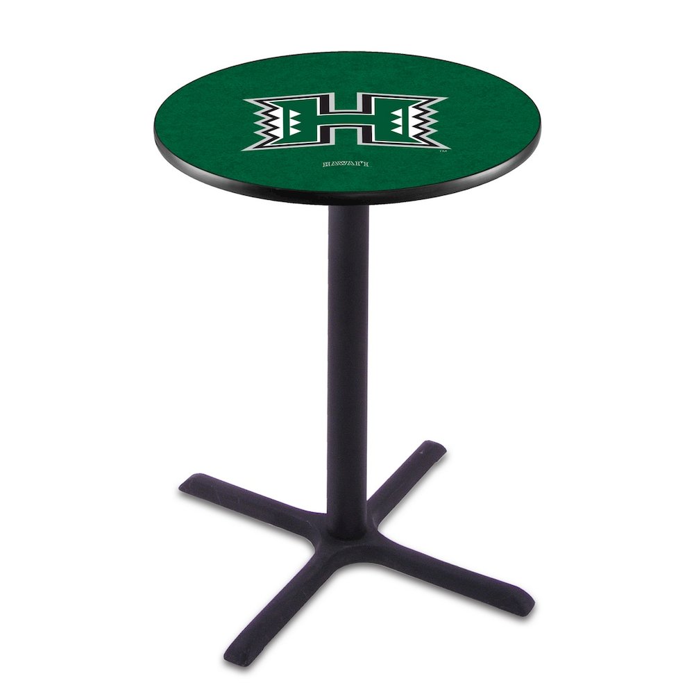 L211 University of Hawaii 36' Tall - 36' Top Pub Table w/ Black Wrinkle Finish