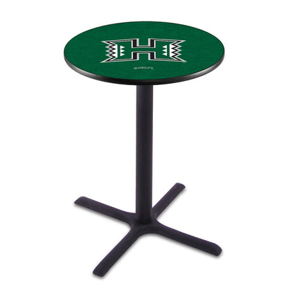 L211 University of Hawaii 36' Tall - 36' Top Pub Table w/ Black Wrinkle Finish