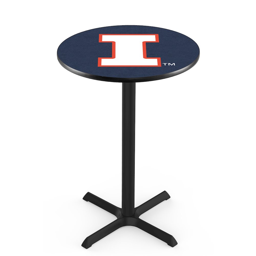 L211 University of Illinois 36" Tall - 36" Top Pub Table with Black Wrinkle Finish