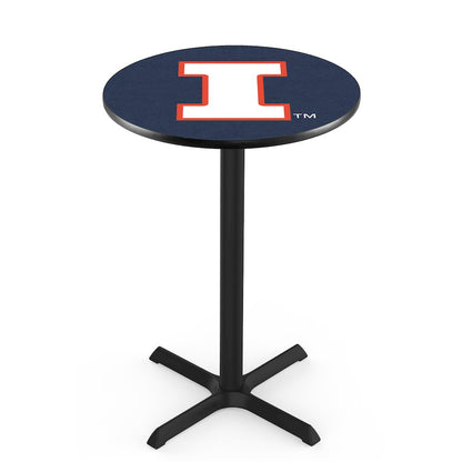 L211 University of Illinois 36" Tall - 36" Top Pub Table with Black Wrinkle Finish