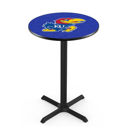 L211 University of Kansas 36" Tall - 36" Top Pub Table with Black Wrinkle Finish