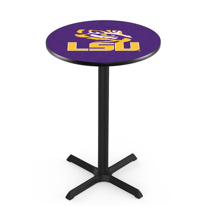 L211 Louisiana State University 36" Tall - 36" Top Pub Table with Black Wrinkle Finish