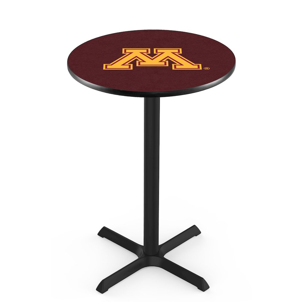 L211 University of Minnesota 36" Tall - 36" Top Pub Table with Black Wrinkle Finish