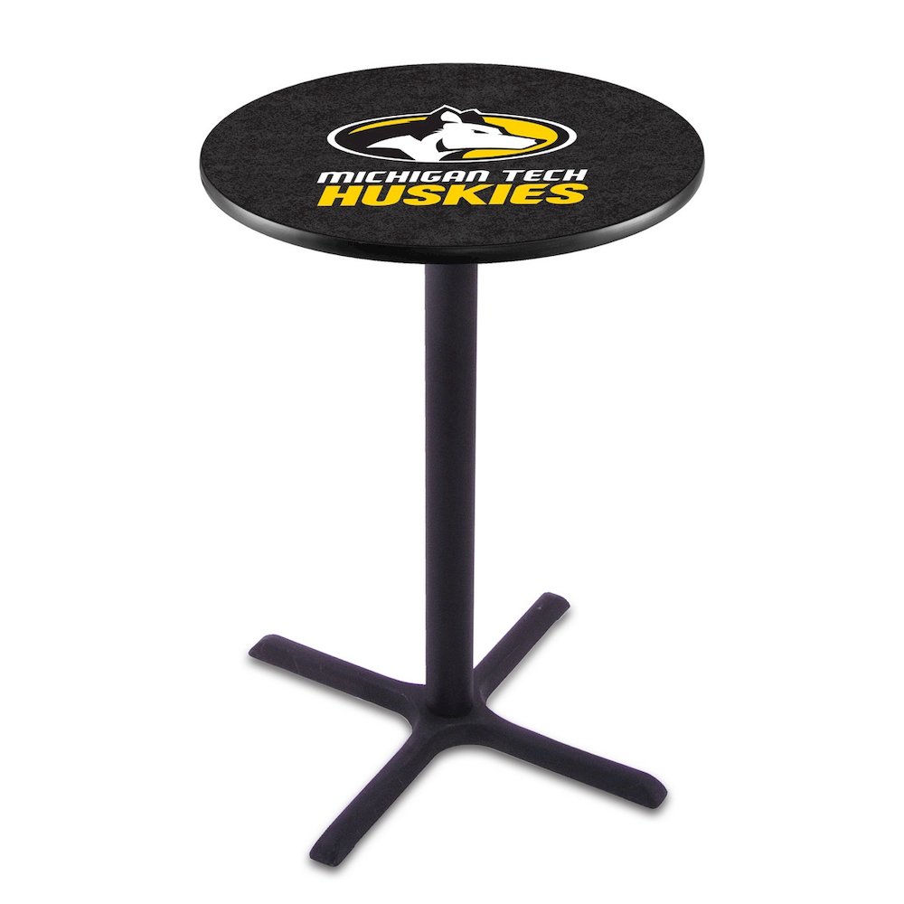 L211 Michigan Tech University 36' Tall - 36' Top Pub Table w/ Black Wrinkle Finish