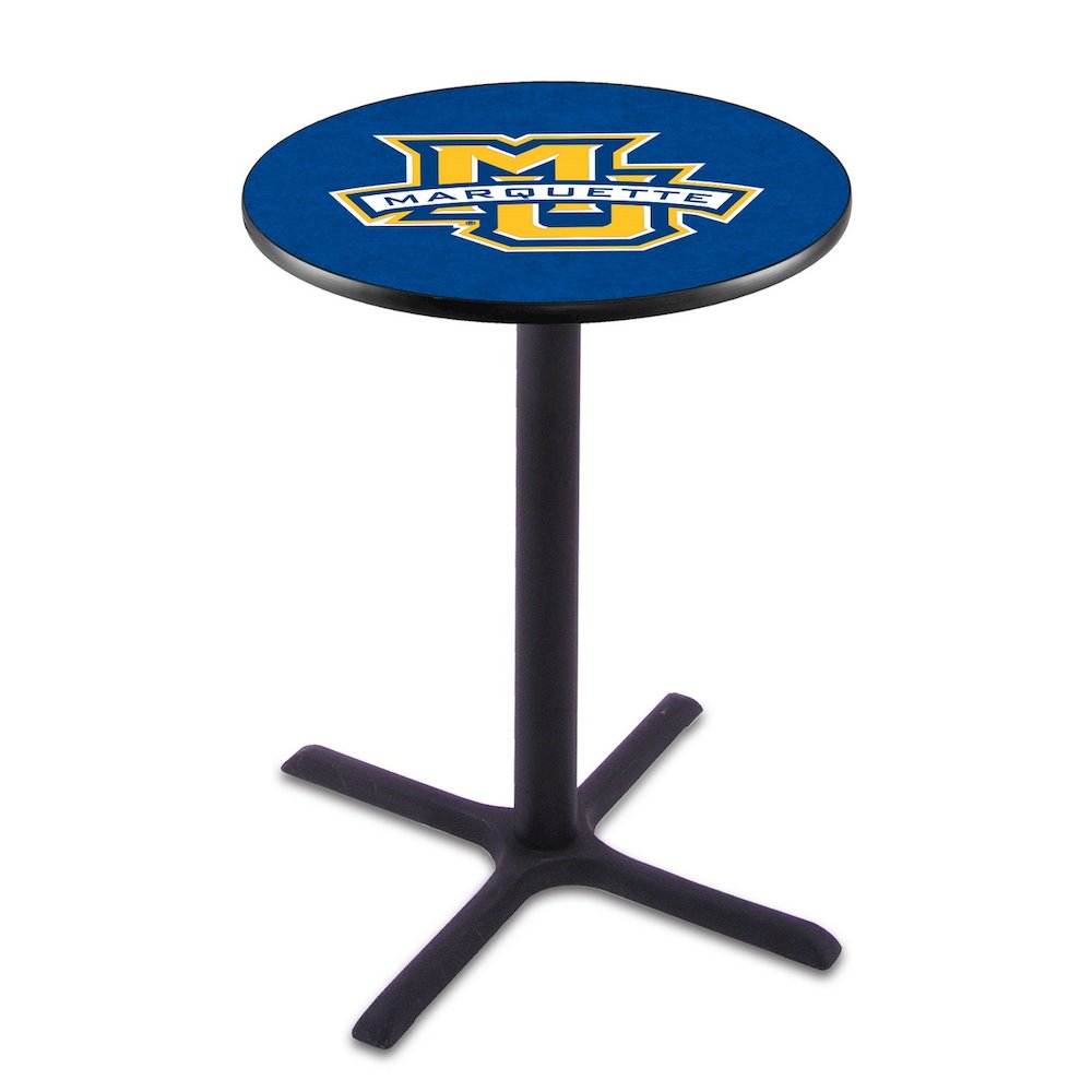 L211 Marquette University 36" Tall - 36" Top Pub Table with Black Wrinkle Finish