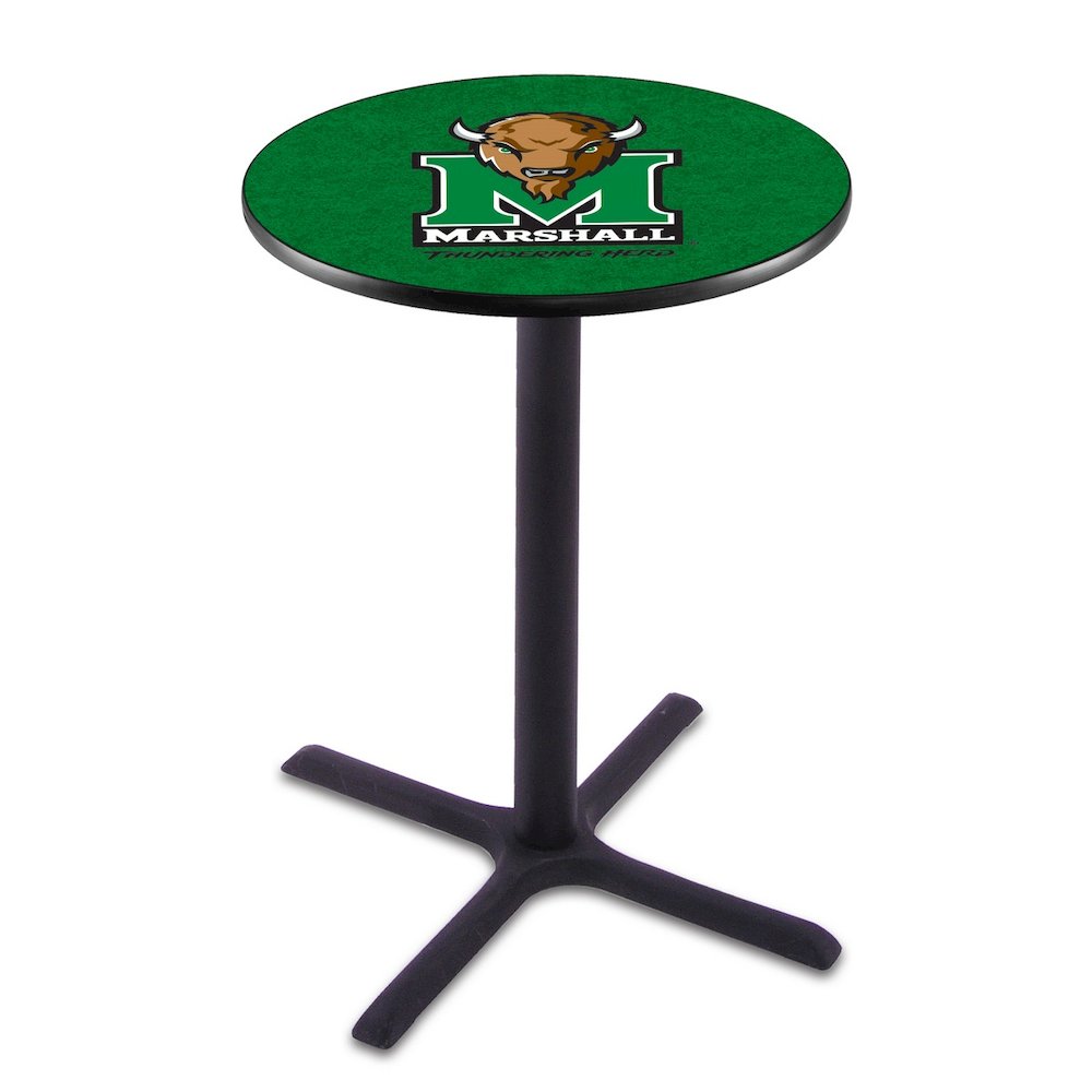 L211 Marshall University 36' Tall - 36' Top Pub Table w/ Black Wrinkle Finish