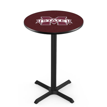 L211 Mississippi State University 36" Tall - 36" Top Pub Table with Black Wrinkle Finish