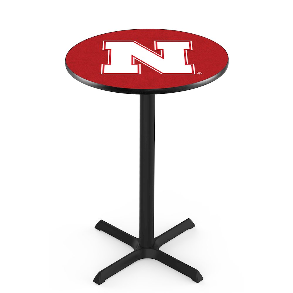 L211 University of Nebraska 36" Tall - 36" Top Pub Table with Black Wrinkle Finish