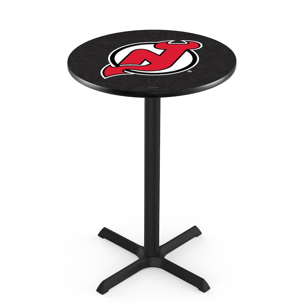 L211 New Jersey Devils 36" Tall - 36" Top Pub Table with Black Wrinkle Finish (5229)