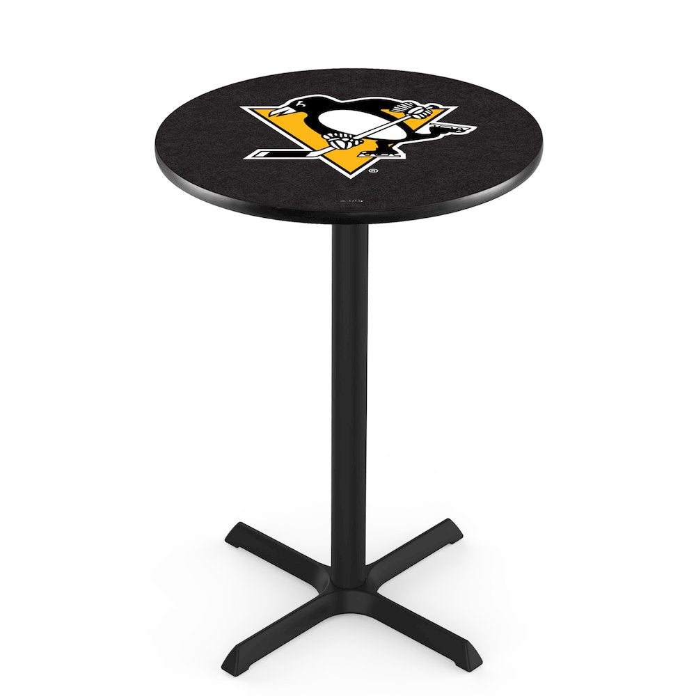 L211 Pittsburgh Penguins 36" Tall - 36" Top Pub Table with Black Wrinkle Finish (5403)