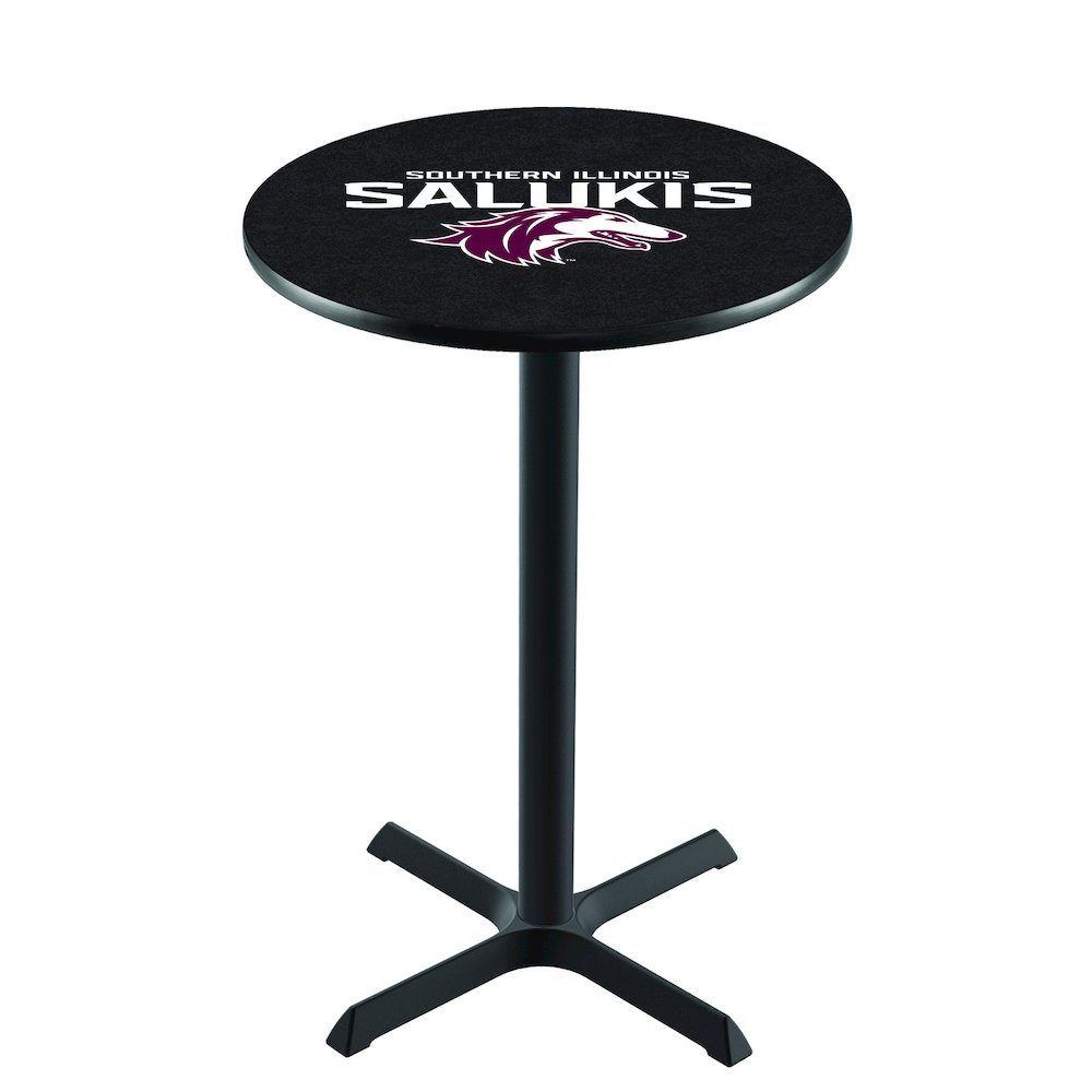 L211 Southern Illinois University 36' Tall - 36' Top Pub Table w/ Black Wrinkle Finish