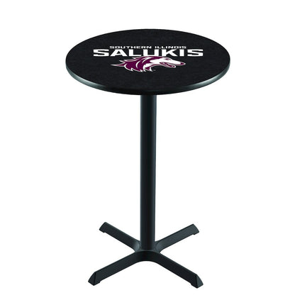 L211 Southern Illinois University 36' Tall - 36' Top Pub Table w/ Black Wrinkle Finish