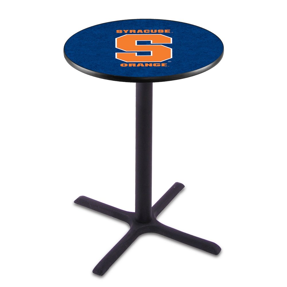 L211 Syracuse University 36" Tall - 36" Top Pub Table with Black Wrinkle Finish