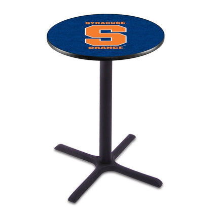 L211 Syracuse University 36" Tall - 36" Top Pub Table with Black Wrinkle Finish
