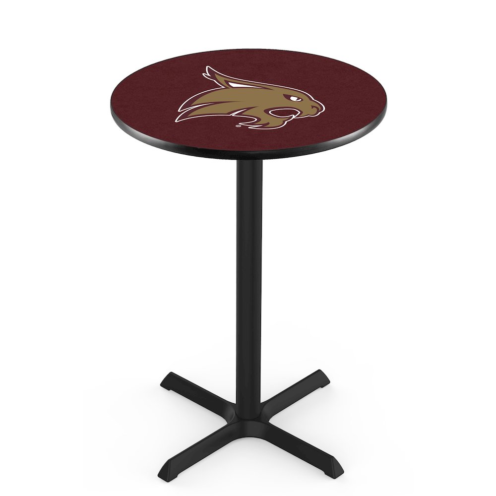 L211 Texas State University 36" Tall - 36" Top Pub Table with Black Wrinkle Finish