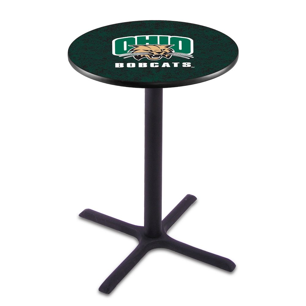 L211 Ohio University 36" Tall - 36" Top Pub Table with Black Wrinkle Finish