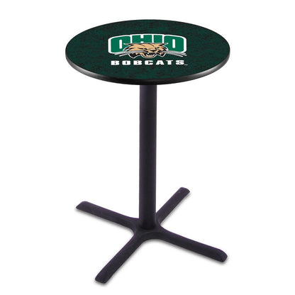 L211 Ohio University 36" Tall - 36" Top Pub Table with Black Wrinkle Finish