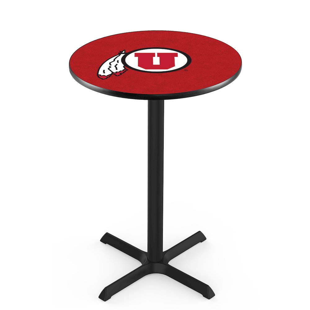 L211 University of Utah 36" Tall - 36" Top Pub Table with Black Wrinkle Finish