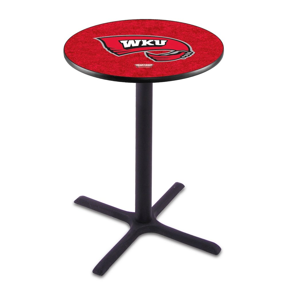 L211 Western Kentucky University 36' Tall - 36' Top Pub Table w/ Black Wrinkle Finish