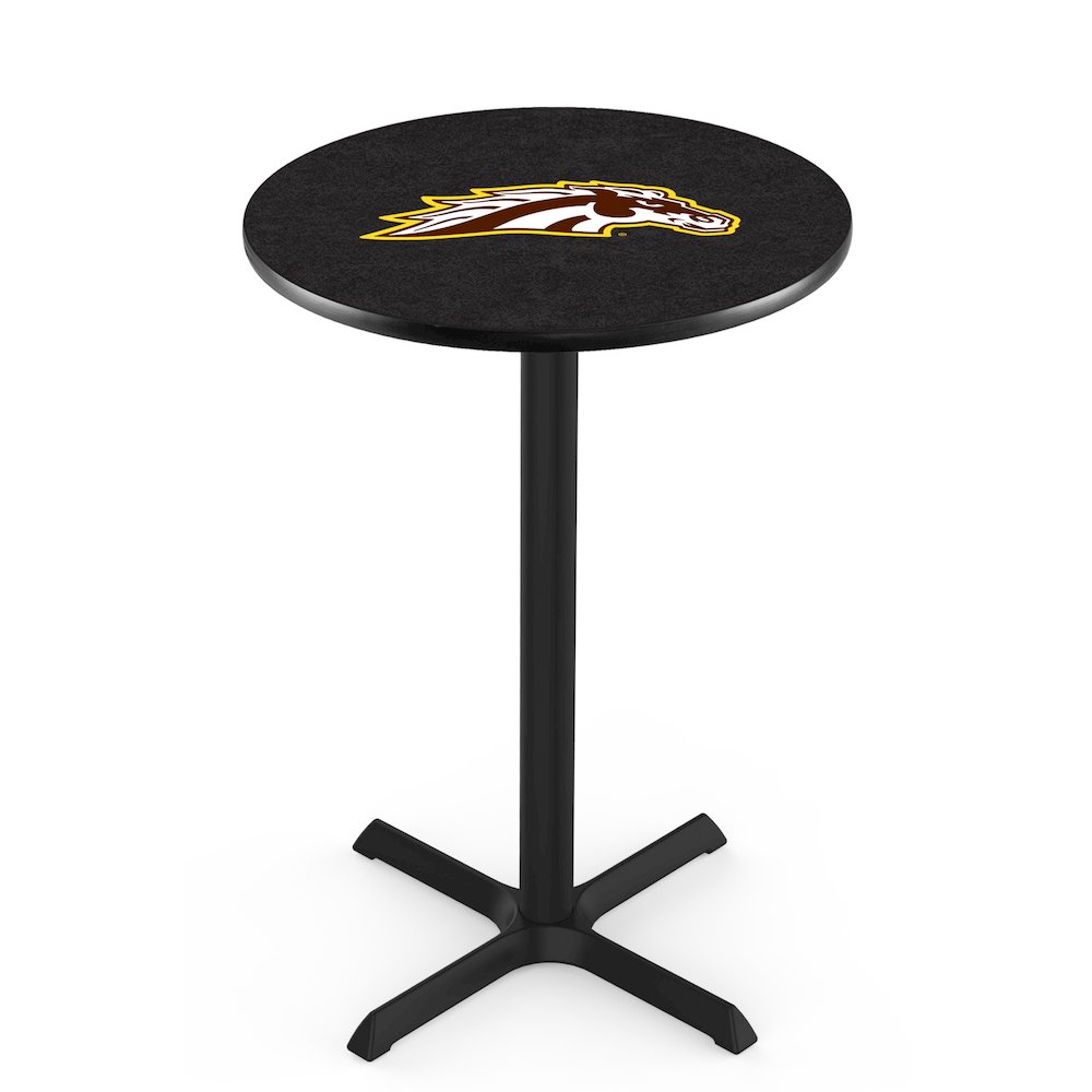 L211 Western Michigan University 36" Tall - 36" Top Pub Table with Black Wrinkle Finish