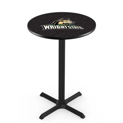 L211 Wright State University 36' Tall - 36' Top Pub Table w/ Black Wrinkle Finish