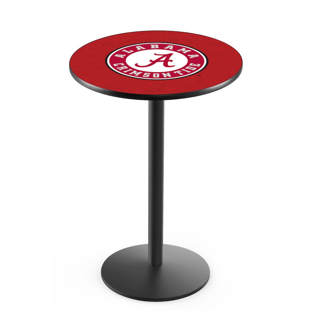 L214 University of Alabama (Script A)  36' Tall - 36' Top Pub Table w/ Black Wrinkle Finish