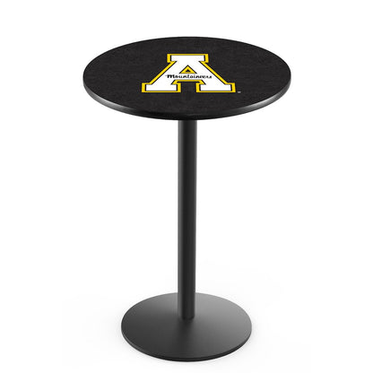 L214 Appalachian State University 36" Tall - 36" Top Pub Table with Black Wrinkle Finish