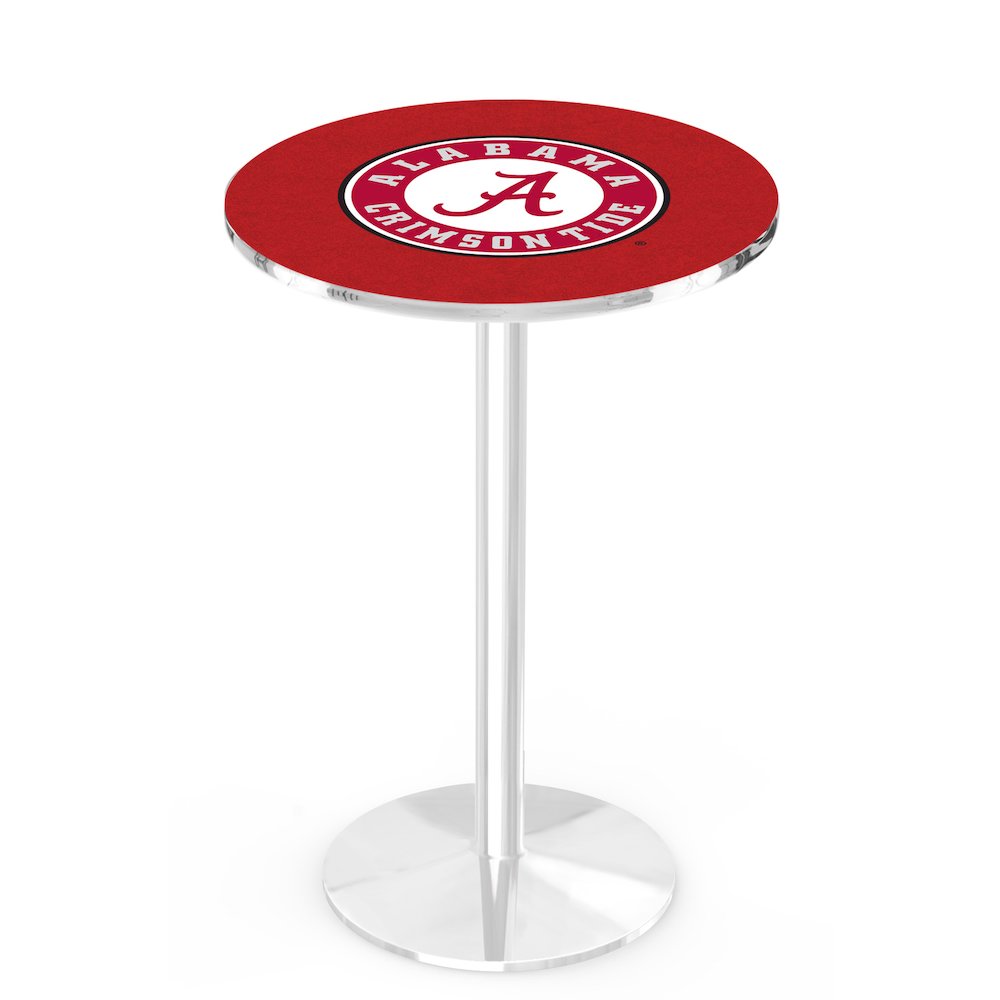 L214 University of Alabama (Script A)  36" Tall - 36" Top Pub Table with Chrome Finish