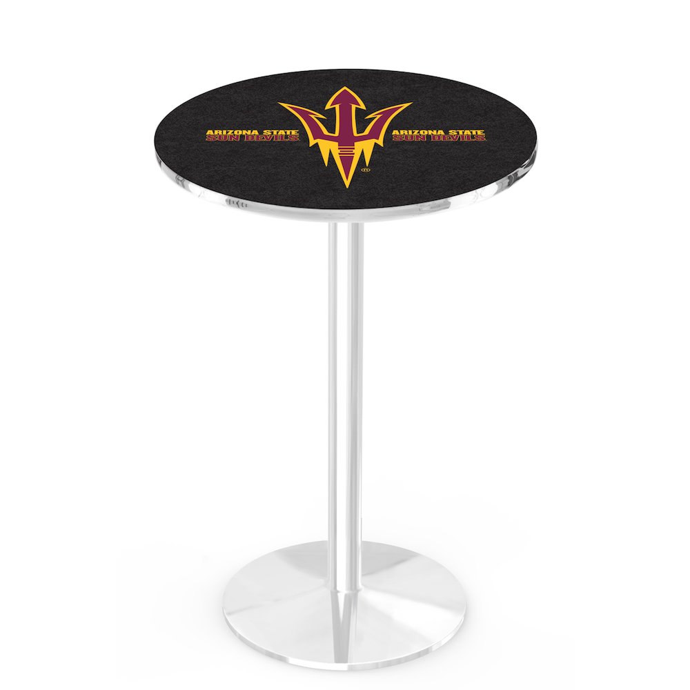 L214 Arizona State University (Pitchfork) 36" Tall - 36" Top Pub Table with Chrome Finish