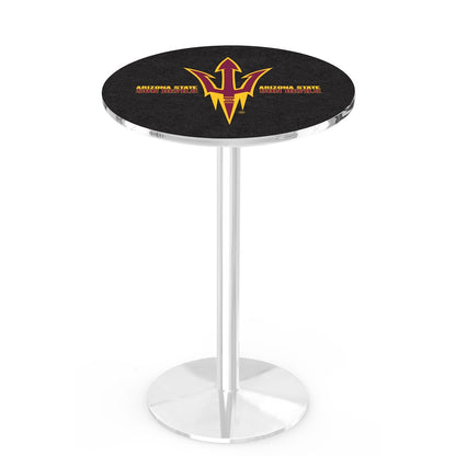 L214 Arizona State University (Pitchfork) 36" Tall - 36" Top Pub Table with Chrome Finish