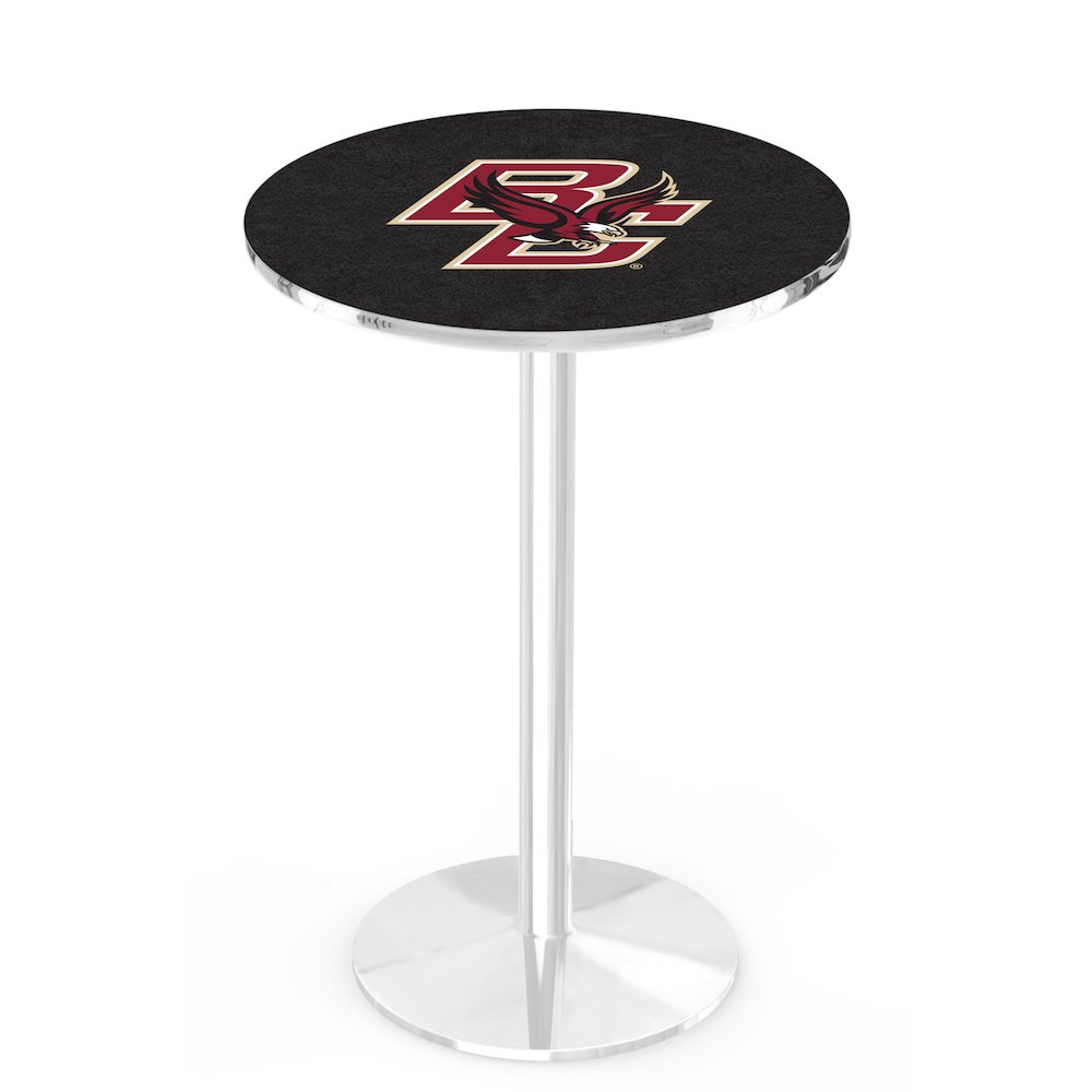 L214 Boston College 36" Tall - 36" Top Pub Table with Chrome Finish