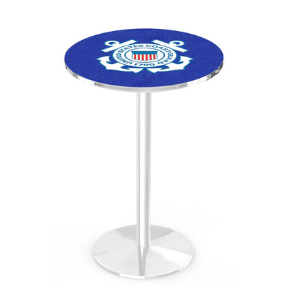 L214 United States Coast Guard 36' Tall - 36' Top Pub Table w/ Chrome Finish
