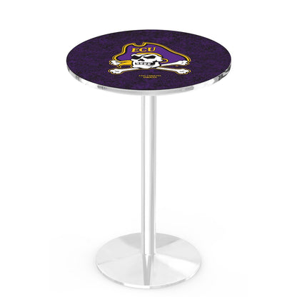 L214 East Carolina University 36" Tall - 36" Top Pub Table with Chrome Finish