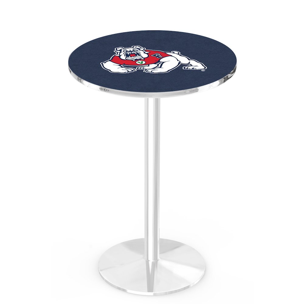 L214 Fresno State University 36' Tall - 36' Top Pub Table w/ Chrome Finish