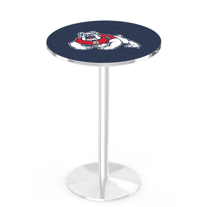 L214 Fresno State University 36' Tall - 36' Top Pub Table w/ Chrome Finish
