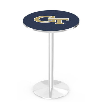 L214 Georgia Tech 36" Tall - 36" Top Pub Table with Chrome Finish