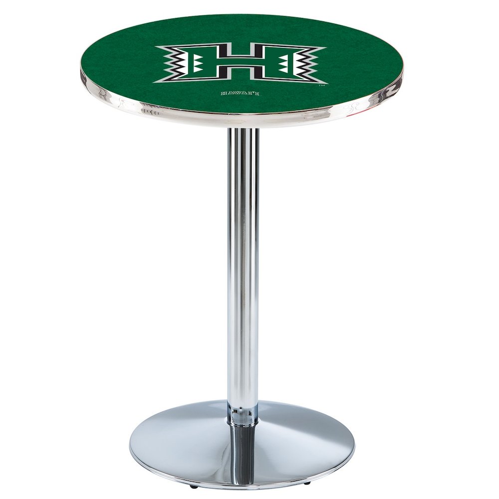 L214 University of Hawaii 36" Tall - 36" Top Pub Table with Chrome Finish