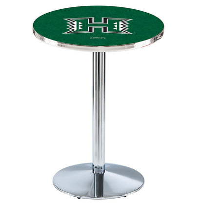L214 University of Hawaii 36" Tall - 36" Top Pub Table with Chrome Finish