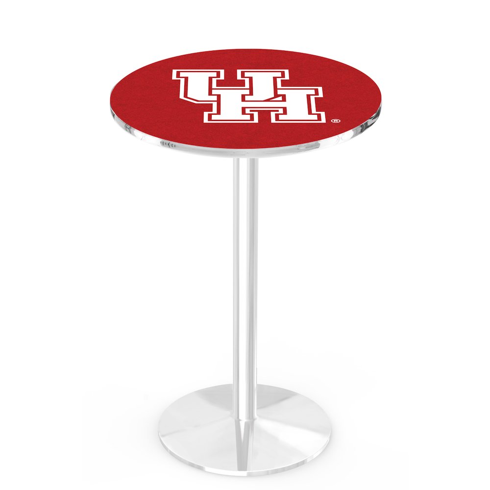 L214 University of Houston 36' Tall - 36' Top Pub Table w/ Chrome Finish