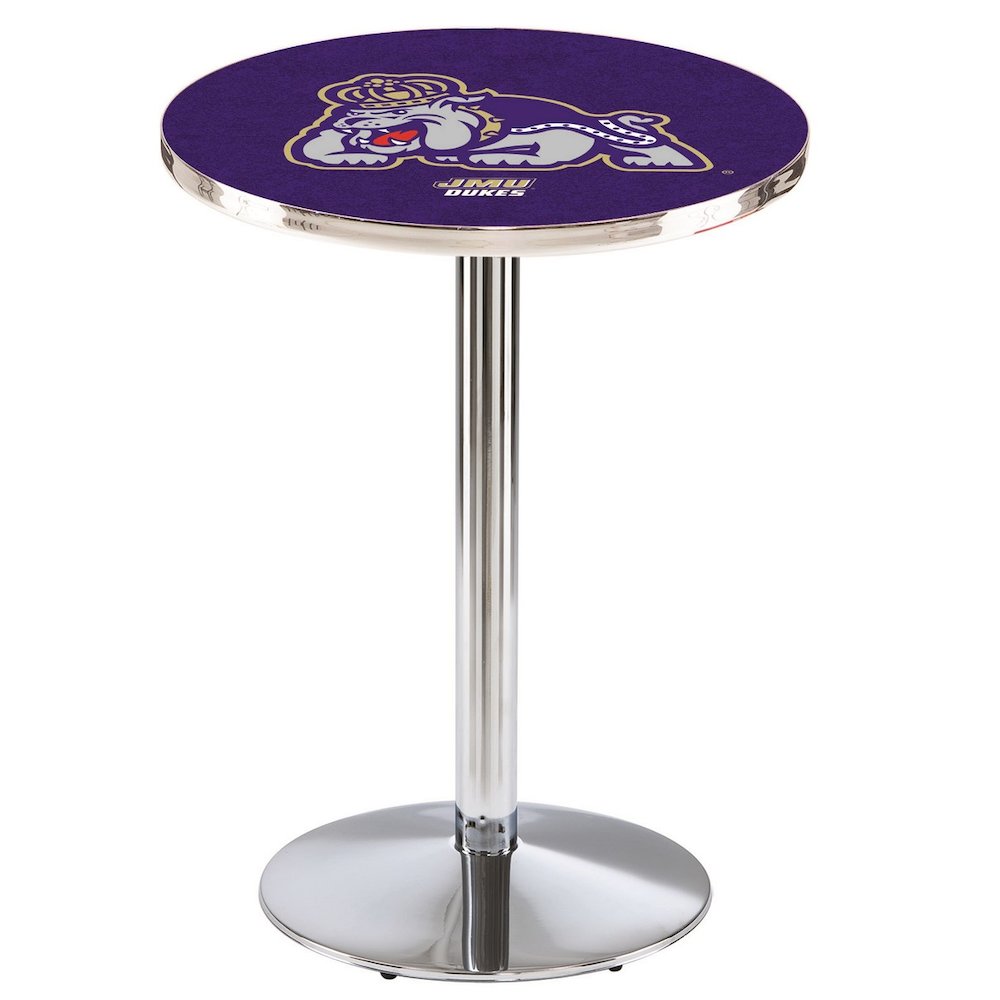 L214 James Madison University 36" Tall - 36" Top Pub Table with Chrome Finish