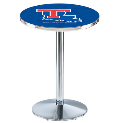 L214 Louisiana Tech University 36" Tall - 36" Top Pub Table with Chrome Finish